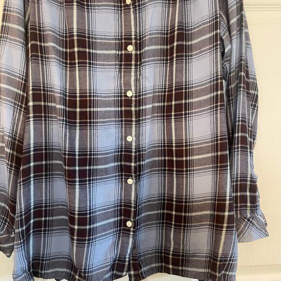 J. Jill Rayon/Cotton Tunic Shirt Large Women Plaid Long Sleeve Button Up Casual - Picture 4 of 15